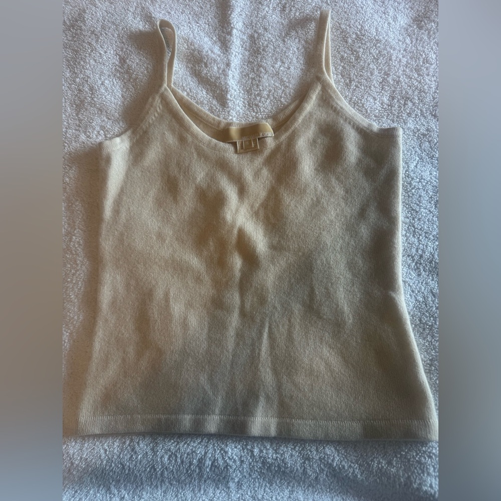 Michael Kors Cashmere Tank Top Womens Size small ivory Cashmere Ribbed Knit